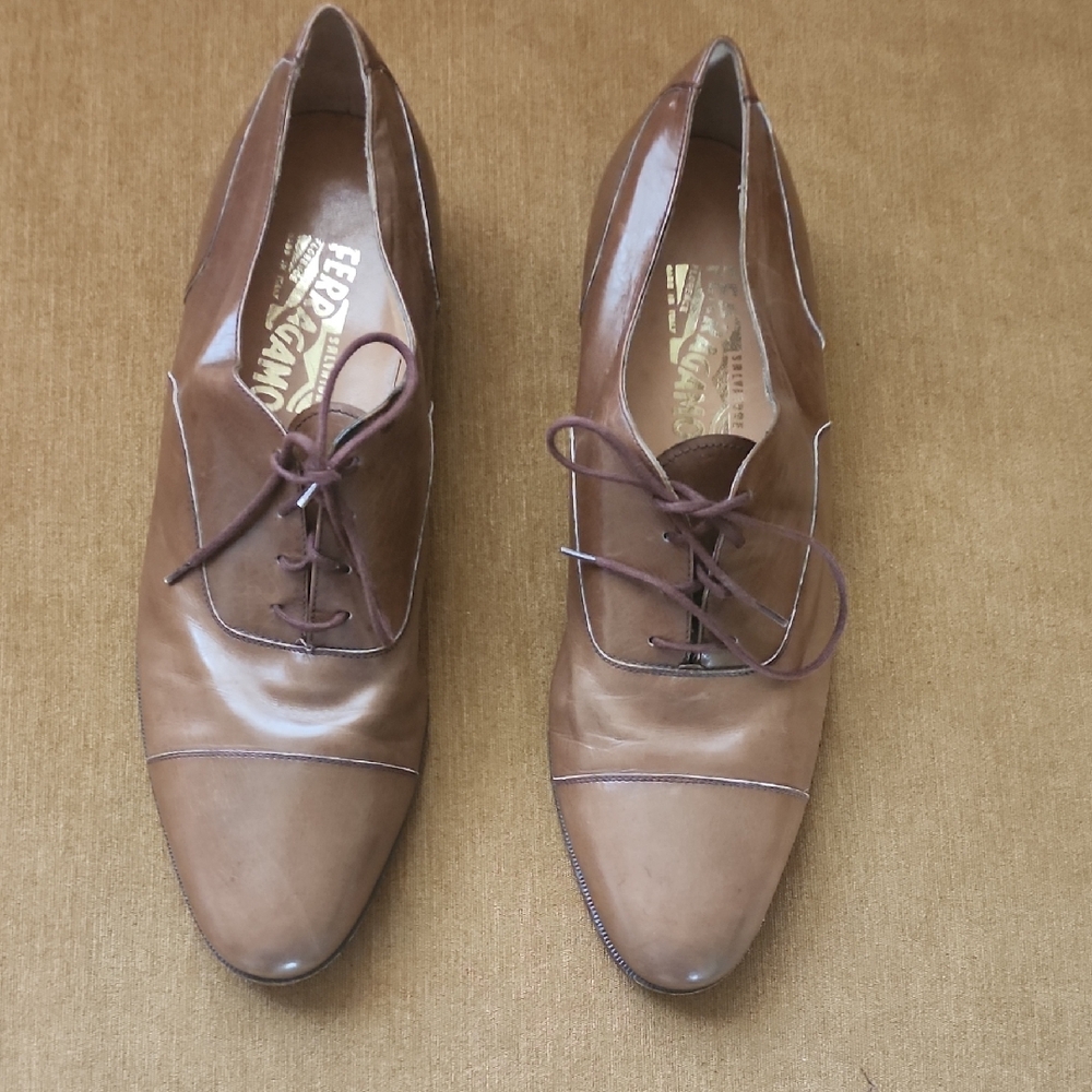 Salvatore Ferragamo Brown Leather Lace-Up Shoes